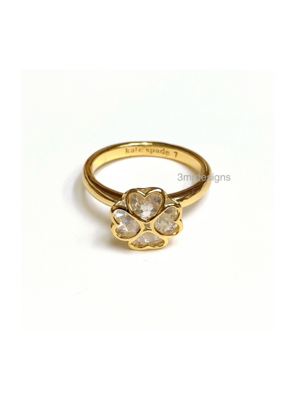 NWT Kate Spade ♠️ SOMETHING SPARKLY SPADE 12-K Gold Plated CZ Crystals Ring - Picture 7 of 9